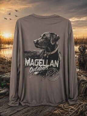 Magellan Outdoors XL Moisture Wicking Long Sleeve Shirt Dog Graphic Classic Fit